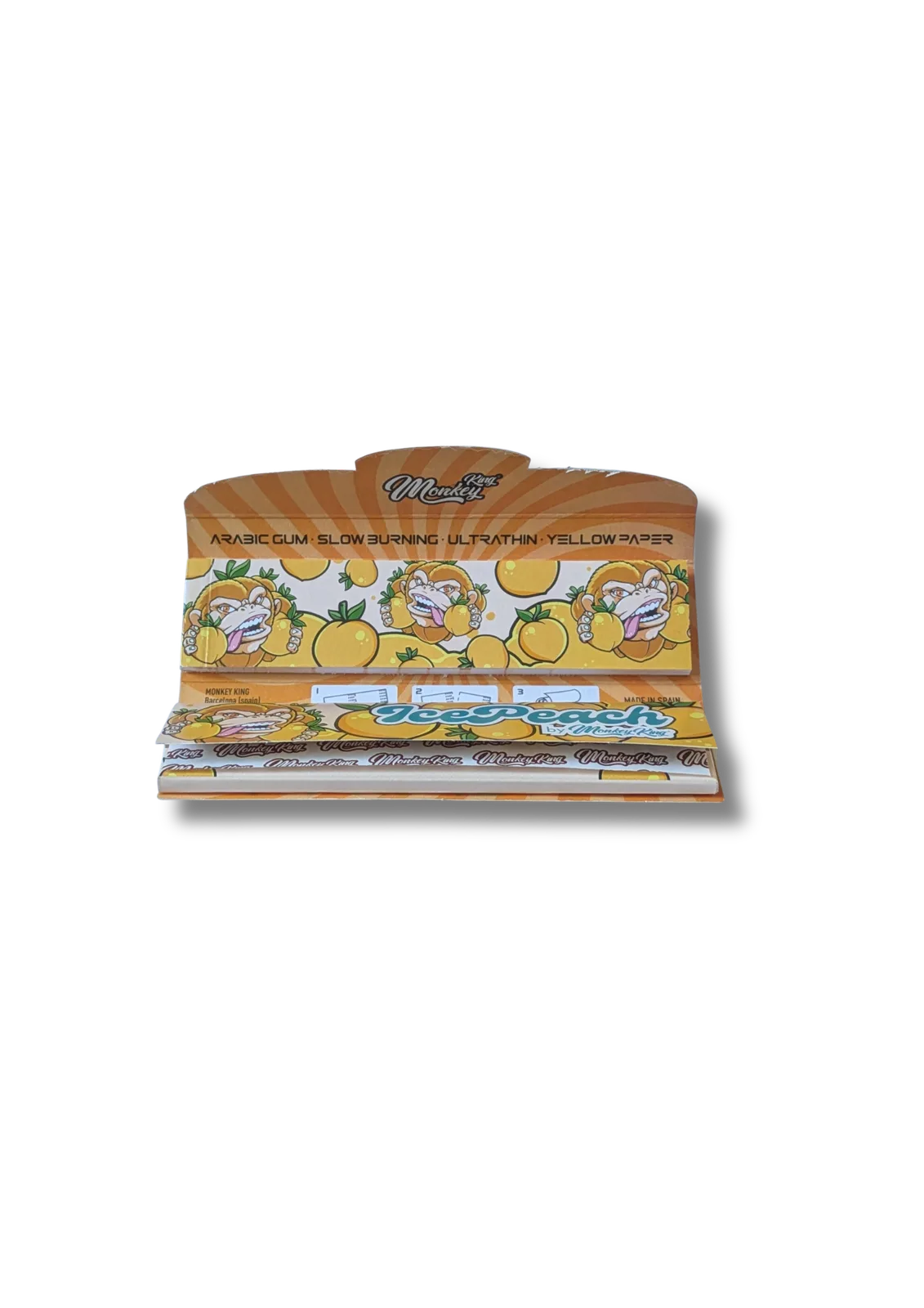 Monkey King Pêche Glacée – Papiers à Rouler Parfumés avec Filtres (King Size Slim) — photo 1