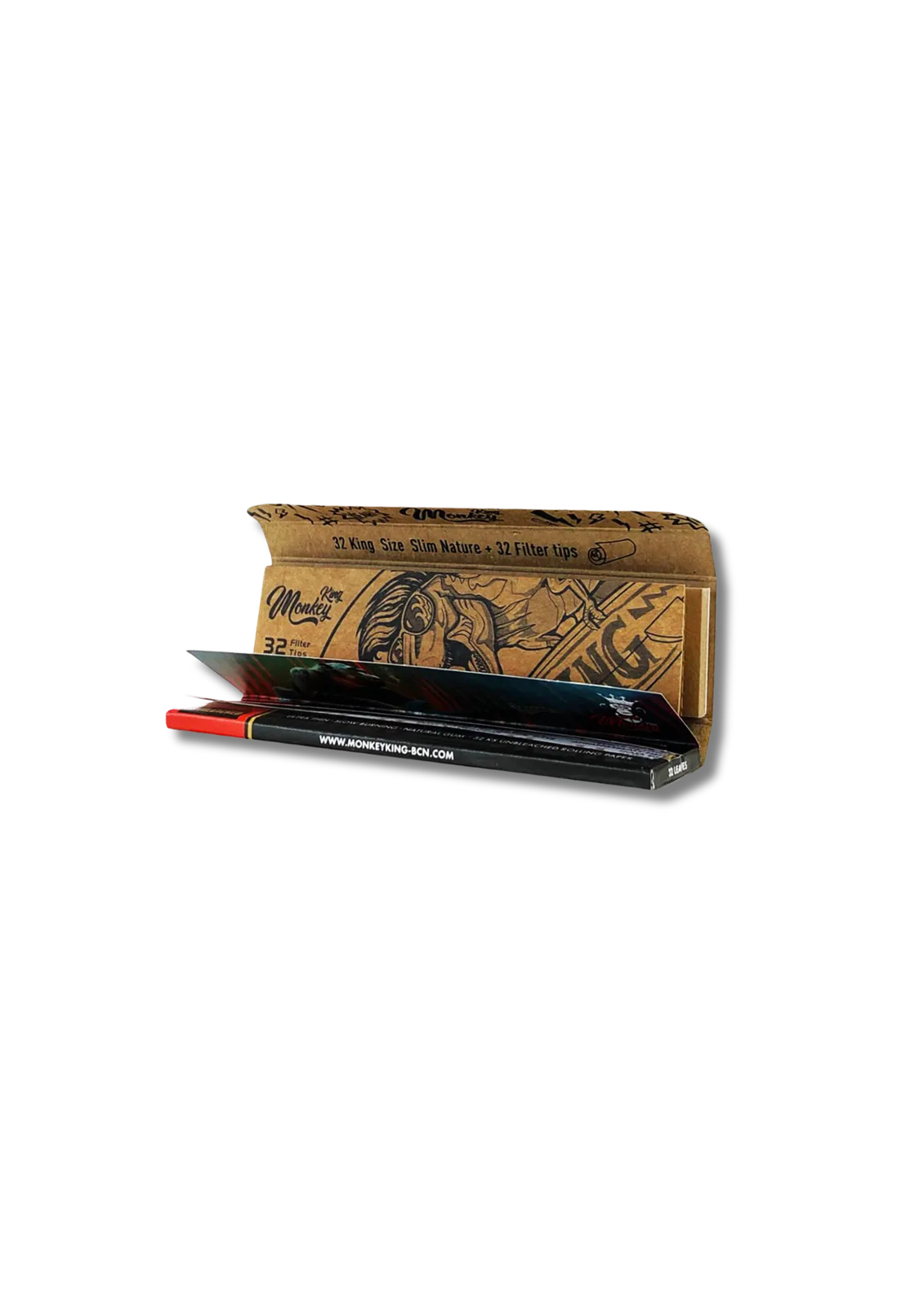Monkey King Woodpack – Papiers à Rouler Non Blanchis avec Filtres (King Size Slim)